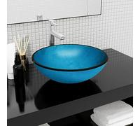 Juroupi Basin Tempered Glass 42x14 cm Blue,Basin Tempered Glass,Bathroom Fixtures,Bathroom Sinks-345265