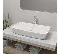 Juroupi Bathroom Basin with Mixer Tap Ceramic Rectangular White,Hardware,Plumbing,Plumbing Fixtures,Sinks,Bathroom Basins-275493