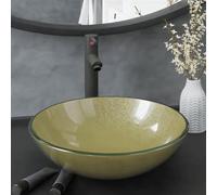 Juroupi Bathroom Sink with Tap and Push Drain Gold Tempered Glass,Bathroom Vessel,Bathroom Sink,Bathroom Fixtures,Home Supplies-3098462