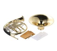 Juroupi Bb Single Horn 3 Key Brass Gold Lacquer Single-Row Split Horn Wind Instrument with Cupronickel Mouthpiece Carry Case