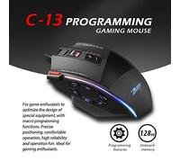 Juroupi C-13 Wired Gaming Mouse 13 Programming Keys Adjustable 10000DPI RGB Light Belt 128KB On-board Memory Built-in Counterweight Mechanism