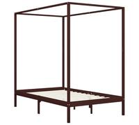 Juroupi Canopy Bed Frame Dark Brown Solid Pine Wood 120x200 cm,Bed Frame,Canopy Bed Frame,Home Interior Decor Modern-283270