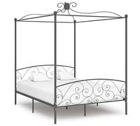 Juroupi Canopy Bed Frame without Mattress Grey Metal 180x200 cm Super King,Bed Frame,Canopy Bed Frame,Home Interior Decor Modern-284485