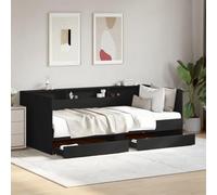 Juroupi Daybed with Drawers Black 100x200 cm Engineered Wood,Daybed with Drawers,Guest Bed&Sofa Bed,Day Bed with Storage-3280840