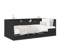 Juroupi Daybed with Drawers Black 75x190 cm Engineered Wood,Daybed with Drawers,Guest Bed&Sofa Bed,Day Bed with Storage-3280861