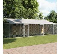 Juroupi Dog Cage with Roof and Doors Grey 6x2x2 m Galvanised Steel, Outdoor Dog Kennel