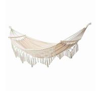 Juroupi Double Macrame Hammock Two Person Swing Bed for Beach Yard Bedroom Patio (White)