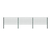 Juroupi Fence Panel with Posts Iron 5.1x0.8 m Green,Fence Panel,Decorative Fences,Garden Décor-278606
