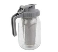 Juroupi Glass Mason Jar Pitcher with Lid Wide Mouth Large Capacity Leakproof Glass Jug with Filter Lid Cold Brew Pitcher for Water Milk Tea Iced Coffee and Drinks (64oz)