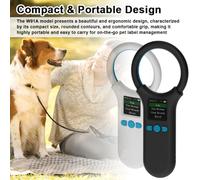 Juroupi Handheld Portable Animal Chip Scanner 1.4inch TFT LCD Display Chip Reader Rechargeable Animal Scanner Support EMID FDX-B Label Format with Buzzer and (Juroupid9sgrv6xup-B)