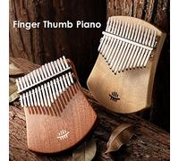 Juroupi Hluru 17-Key Finger Thumb Piano Portable Musical Instrument Solid Wood Body for Kids Adults Music Lover Beginners Professional with Tuning Hammer Wipe Cloth Notes Sticker