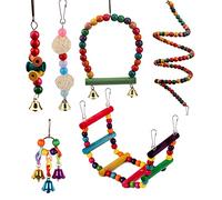 Juroupi Juroupi 6 Pcs Bird Toys, Bird Swing Toy Colorful Chewing Hanging Hammock Swing Simple Bell Small String for Parrots, Conure