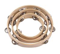 Juroupi Juroupi 8 Inch Tambourine for Adults Pleasant Jingle Sound Hand Cranked Bell Rings Wooden Color Metal Bell Sound Percussion Instruments Home School Party Supplies Single (8 Inch)