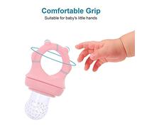 Juroupi Juroupi Baby Food Feeder Fruit Feeder Pacifiers for Teething Relief with S/M/L 3 Size Silicone Pacifiers for Infants, Pack of 2pcs (Pink)