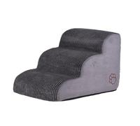 Juroupi Juroupi Dog Stairs for Small Dogs 3-Tier Ramp with Corduroy Cover for Bed and Couch Non-Slip Indoor Slope Stairs Small and Cats (Gray)
