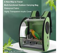 Juroupi Juroupi Portable Breathable Bird Carrier, Suitable for Medium and Small Birds, Comfortable and Resistant Clear Window Travel Backpack for Parrots, Budgies, Cockatiels (Green)