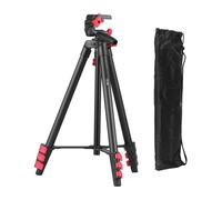 Juroupi Juroupi VT-832 Portable Photography Tripod Stand Aluminum Alloy 2kg Load Capacity 1/4 Inch Screw Connector Max. Height 131cm Middle Axis with Carry Bag Black
