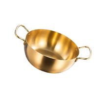 Juroupi Korea Ramen Pot Stainless Steel Double Handle Fast Heating Ramen Noodle Cooking Pot for Induction Cooker (Gold)