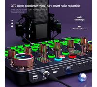 Juroupi Live Sound Card Mixer Recording Desktop Singing BT 48V XLR Phantom Power Supply OTG Digital Lossless Transmission for Streaming Podcasting Gaming Recording