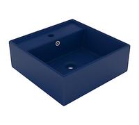 Juroupi Luxury Basin Overflow Square Matt Dark Blue 41x41 cm Ceramic,Hardware,Plumbing,Plumbing Fixtures,Sinks,Bathroom Basins-146946