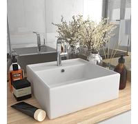Juroupi Luxury Basin Overflow Square Matt White 41x41 cm Ceramic,Hardware,Plumbing,Plumbing Fixtures,Sinks,Bathroom Basins-146943
