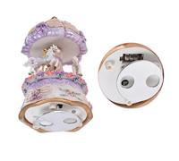 Juroupi Luxury Dream 3-Horse Rotating Carousel Merry-go-round Windup Music Carousel with Colorful Color Change LED Luminous Light Melody of Castle in the Sky Artware Birthday