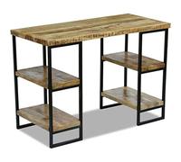 Juroupi Mango Wood Industrial Style Office Desk, 110x50x76 cm, 4 Shelves, Unisex