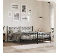 Juroupi Metal Bed Frame without Mattress with Footboard Black 180x200cm,Bed Frame,Modern Style Bed Frame,Easy Assembly Bed Frame,Bedroom Furniture-376150