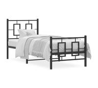 Juroupi Metal Bed Frame without Mattress with Footboard Black 80x200cm,Bed Frame,Modern Style Bed Frame,Easy Assembly Bed Frame-374250