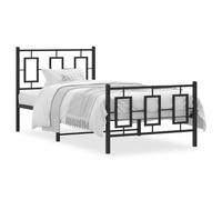 Juroupi Metal Bed Frame without Mattress with Footboard Black 90x200cm,Bed Frame,Modern Style Bed Frame,Easy Assembly Bed Frame-374252