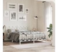 Juroupi Metal Bed Frame without Mattress with Footboard White 160x200cm,Bed Frame,Modern Style Bed Frame,Easy Assembly Bed Frame,Bedroom Furniture-376198