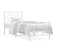 Juroupi Metal Bed Frame without Mattress with Footboard White 80x200cm,Bed Frame,Modern Style Bed Frame,Easy Assembly Bed Frame-374299