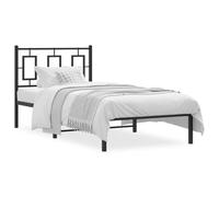 Juroupi Metal Bed Frame without Mattress with Headboard Black 90x200cm,Bed Frame,Modern Style Bed Frame,Easy Assembly Bed Frame-374234