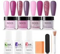 Juroupi NOCIS 4 Colors Nail Dipping Powder Set Nail Art Starter Kit Dip Powder Fast-drying No UV/LED Nail Lamp Needed with Base Top Coat Activator for Home DIY Salon Nail Art