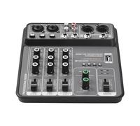 Juroupi o Mixer 4 Channel Mixing Console 48V Phantom Power for Home Studio Recording DJ Network Live Broadcast Type-C Power Supply BT MP3 USB Recording Input Portable Sound