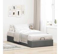 Juroupi Ottoman Bed Frame without Mattress Dark Grey Single Fabric, Modern Style, Easy Assembly, Bedroom Furniture