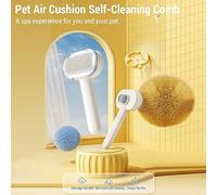 Juroupi Pet Air Cushion Self-cleaning Comb Standard Model Cat Brush Cat Hair Brush One-click Self-cleaning Design Comfortable 15° Angle Stainless Steel Fine Needles Elastic
