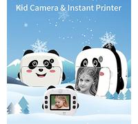 Juroupi Portable Children Thermal Print Camera 2.4 Inch Screen 1080P Digital Camera Photo Selfie 1080P FHD Video Thermal Inkless Printing 3 Rolls White Print Paper