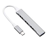 Juroupi Portable USB Hub USB Adapter 4-in-1 Aluminum Alloy Hub with USB2.0/USB3.0 Ports Wide Compatibility Silver (Type-C interface)