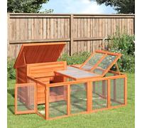 Juroupi Rabbit Hutch Brown 144x123x67.5 cm Solid Wood Pine,Pet Supplies,Small Animal Supplies,Small Animal Habitats & Cages-172280