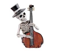 Juroupi Skeleton Decor Cartoon Skeleton Statue Simulation Funny Skull Figurine for Party Holiday Haunted House Decoration (Holding the guitar)