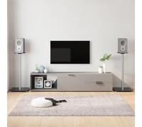 Juroupi Speaker Stands 2 pcs Black&Silver Tempered Glass 1 Pillar Design,Speaker Stands,Speakers/Stereo/Home Cinema Floor Stands-51816