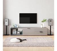Juroupi Speaker Stands 2 pcs Black Tempered Glass 1 Pillar Design,Speaker Stands,Speakers/Stereo/Home Cinema Floor Stands-51808