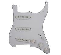 Juroupi ST Style Electric Guitar Full Set DIY Accessory Kit Including Prewired Pickguard Bridge SSS Pickups and Other Accessories Silver (Black) (Silver)
