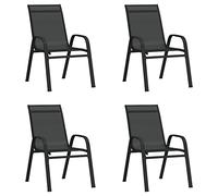 Juroupi Stackable Garden Chairs 4 pcs Black Textilene Fabric,Garden Dining Chairs,Outdoor Chairs,Outdoor Seating,Garden Chairs-318780