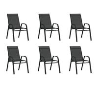 Juroupi Stackable Garden Chairs 6 pcs Black Textilene Fabric,Garden Dining Chairs,Outdoor Chairs,Outdoor Seating,Garden Chairs-318783