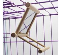 Juroupi Stand Perch with Mirror for Parrot Pet Accessories Wooden Decorations (Light Yellow)