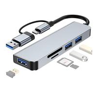Juroupi Type C to USB 3.0 Hub 5-in-1 Docking Station with USB 3.0 Port USB2.0 Ports SD/TF Card Reader Slim USB Splitter Plug and Play Compatible with Laptop Pro/Air