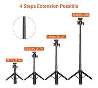 Juroupi VRIG TP-06 Portable Selfie Stick Tripod Stand Aluminum Alloy with 1/4 Inch Screw Cold Shoe Mount 360° Rotatable Ballhead 55cm/21.6in Max. Height 1.5kg Load Capacity for