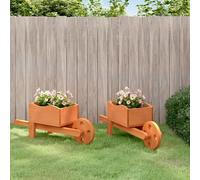 Juroupi Wheelbarrow Planters 2 pcs 47x15x19 cm Solid Wood Fir,Planters,Garden Planters 2 pcs,Garden Planters Outdoor,Ideal for Outdoor Decor,Terrace,Balcony-364228